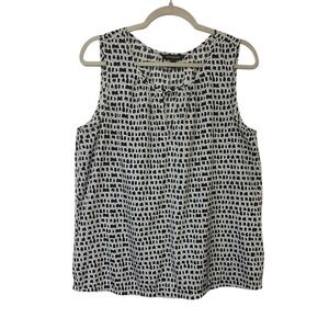 Banana Republic Womens Sleeveless Top Black White Gray Print‎ Size L
